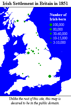 Irish settlement in Britain, 1851 [5kB]