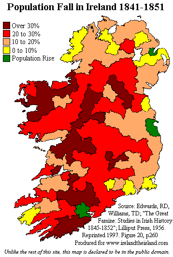 Population change in Ireland 1841 to 1851 [14kB]